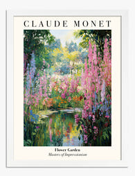 Monet Flower Garden Serenity Art Print - White