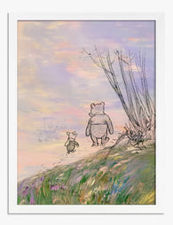 Pooh & Piglet Pastel Walk Art Print - White