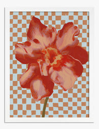 Bold Blossom on Checkers Art Print - White