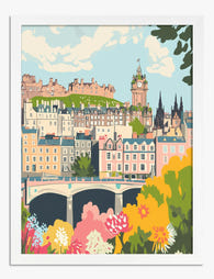 Pastel Edinburgh Cityscape Art Print White