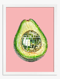Disco Avocado Vibes Art Print White