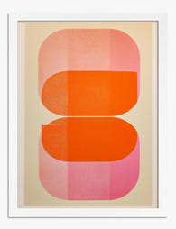 Pink & Orange Pop Shapes Art Print - White