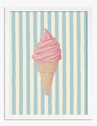 Strawberry Swirl Cone Art Print White