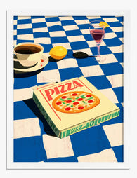 Retro Pizza Picnic Art Print - White