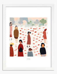 Spring Stroll Gathering Art Print - White