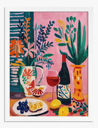 Vibrant Table Gathering Art Print - White