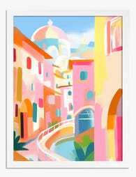 Sunlit Streets of Florence Art Print - White
