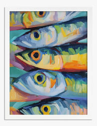 Vibrant Sardine Stack Art Print - White