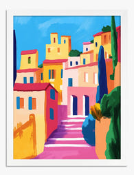 Vibrant Italian Village Art Print White