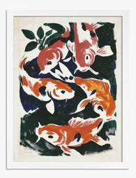 Serene Koi Gathering Art Print White