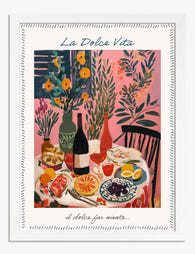 La Dolce Vita Table Scene Art Print - White