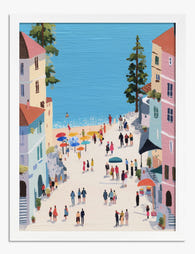 Summer Stroll in Positano Art Print - White