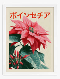 Retro Poinsettia Bloom Art Print White