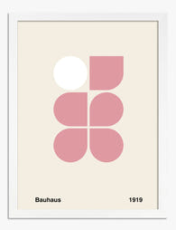Bauhaus Blush Geometry Art Print - White