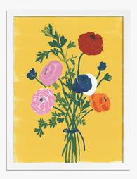 Vibrant Wildflower Bouquet Art Print - White