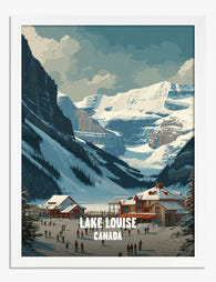 Snowy Lake Louise Escape Art Print White