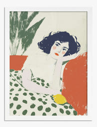 Pensive Polka Daydream Art Print - White