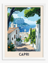 Capri Coastal Escape Art Print - White