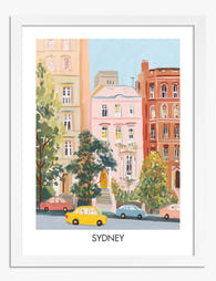Pastel Sydney Streetscape Art Print - White