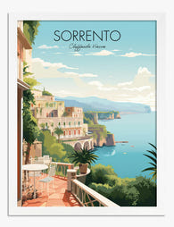 Sorrento Cliffside Charm Art Print - White