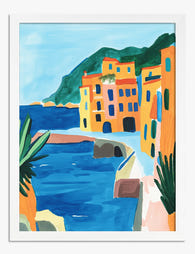 Vibrant Italian Coastline Art Print White