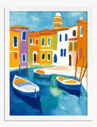 Vibrant Venice Waterfront Art Print White