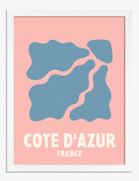 Côte d’Azur Modern Graphic Art Print - White
