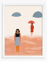 Serene Sands Minimalist Scene Art Print - White