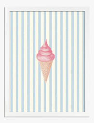 Strawberry Swirl Cone Art Print White