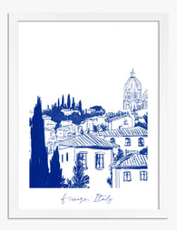 Florence Skyline Charm Art Print - White