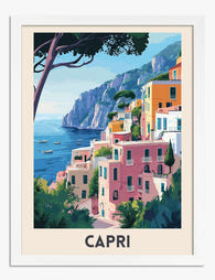 Capri Coastal Charm Art Print - White