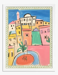 Vibrant Italian Village Art Print - White