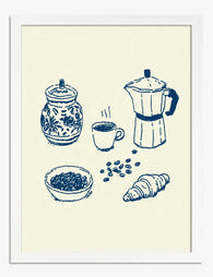 Morning Coffee Ritual Art Print White