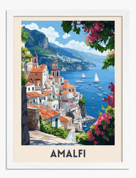 Amalfi Coast Dream Art Print - White