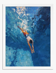 Sunlit Swim Art Print White