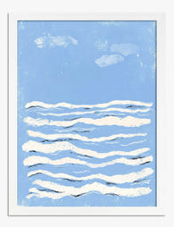 Serene Coastal Waves Art Print White