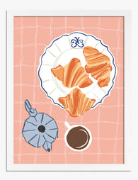 Morning Croissant Ritual Art Print - White
