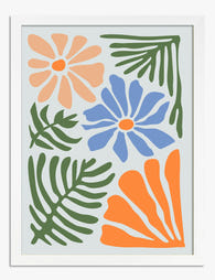 Boho Botanical Burst Art Print White