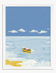 Peaceful Rowboat Morning Art Print White