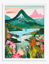 Blooming Mountain Escape Art Print - White