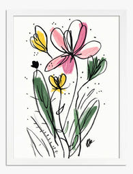 Playful Spring Blooms Art Print - White