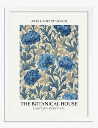 Blue Heritage Floral Art Print - White