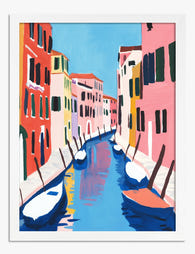 Vibrant Venice Canal View Art Print White
