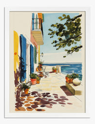 Lisbon Seaside Morning Art Print White