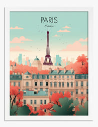 Paris Rooftop Romance Art Print - White