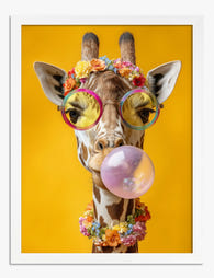 Groovy Giraffe Vibes Art Print White