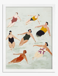 Floating Swimmers Collective Art Print White