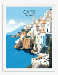 Capri Coastal Charm Art Print - White