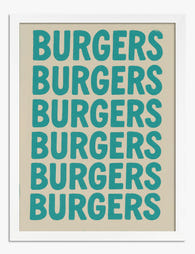 Bold Burger Repeat Typography Art Print - White