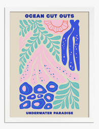 Underwater Paradise Shapes Art Print - White